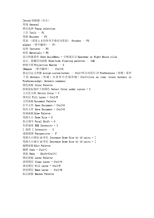 ZBRUSH快捷键(补全)