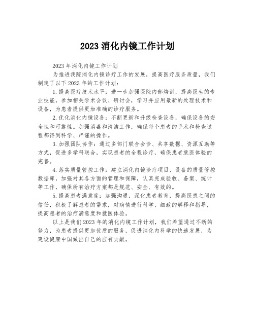 2023消化内镜工作计划