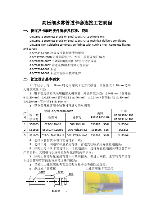 高压细水雾卡套连接工艺规程