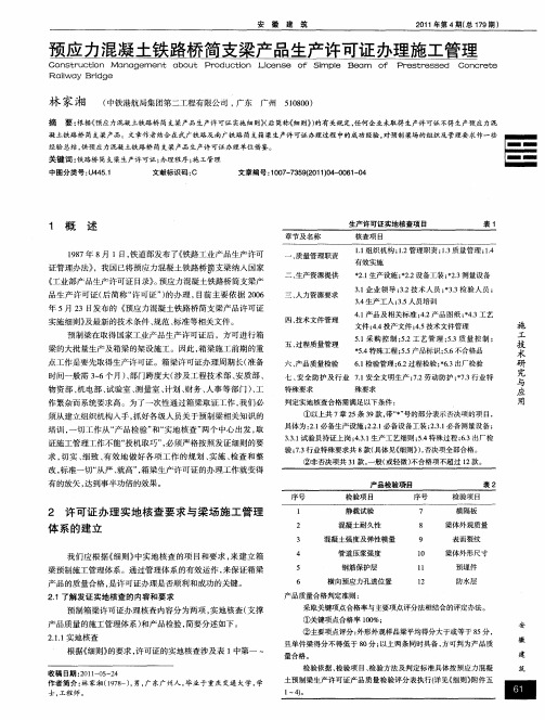 预应力混凝土铁路桥简支梁产品生产许可证办理施工管理