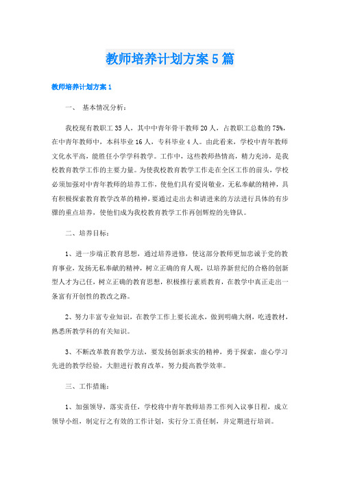 教师培养计划方案5篇