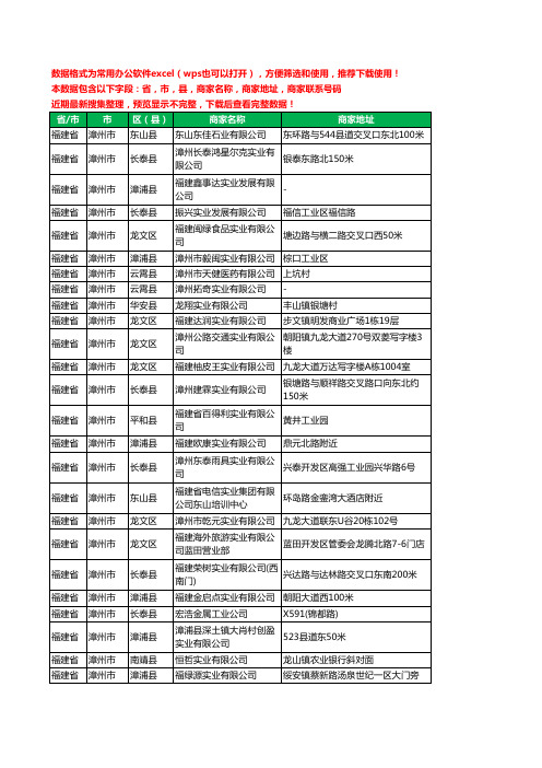 2020新版福建省漳州市实业有限公司工商企业公司商家名录名单黄页联系电话号码地址大全77家