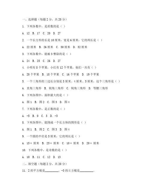 六年级数学阶段性评估试卷