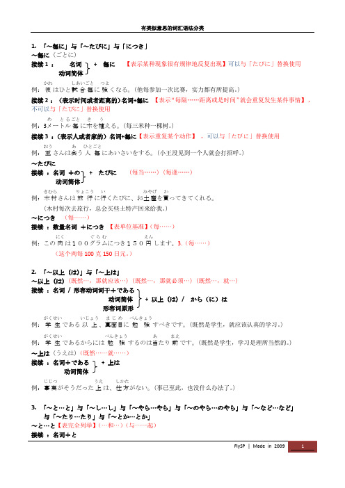 有类似意思的词汇语法分类