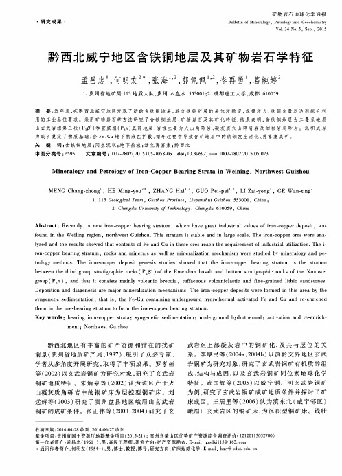 黔西北威宁地区含铁铜地层及其矿物岩石学特征