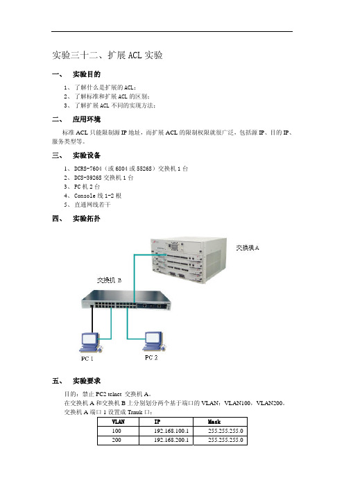 神州数码交换机扩展ACL