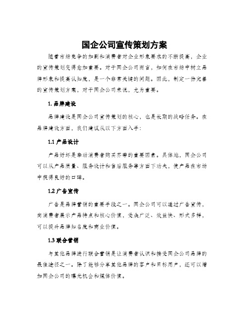 国企公司宣传策划方案