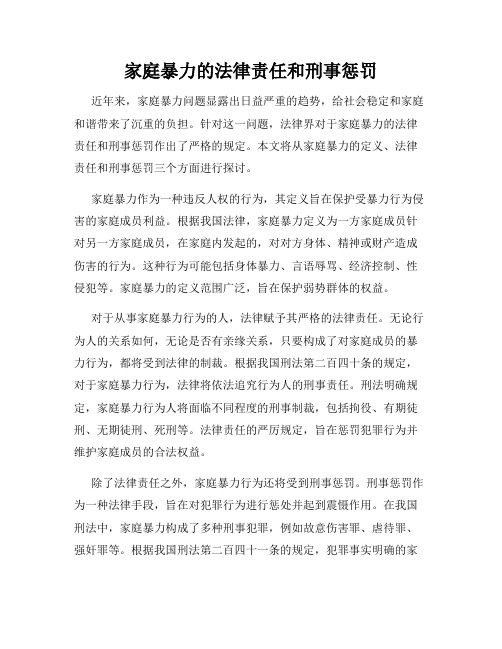 家庭暴力的法律责任和刑事惩罚