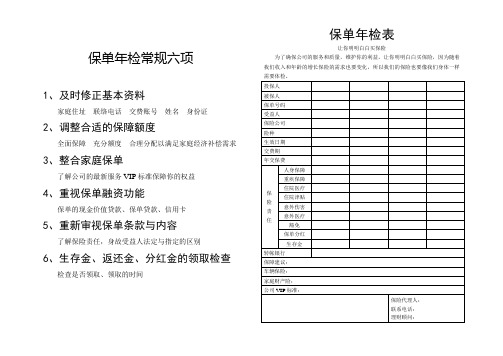 保险业务必备保单年检常规六项表格