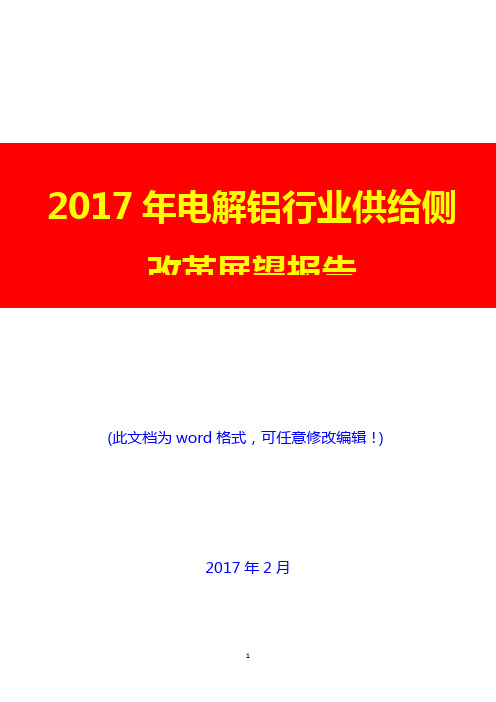 2017年电解铝行业供给侧改革展望报告