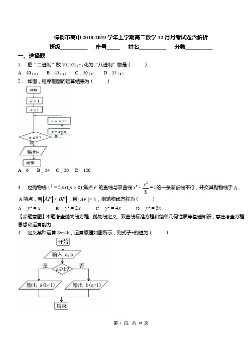 樟树市高中2018-2019学年上学期高二数学12月月考试题含解析