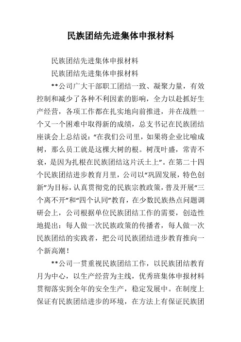 民族团结先进集体申报材料