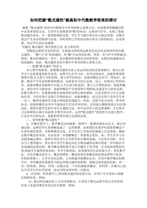 如何把握“数式通性”提高初中代数教学效果的探讨