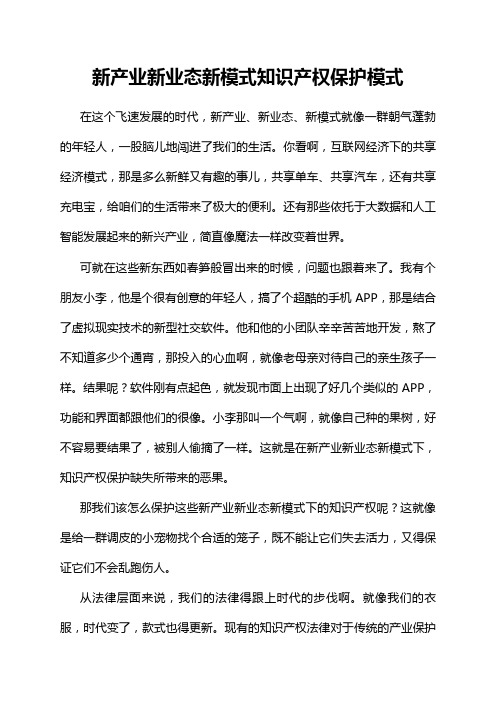 新产业新业态新模式知识产权保护模式