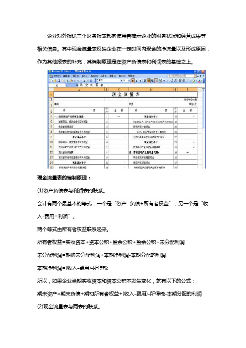 现金流量表的编制原理是什么