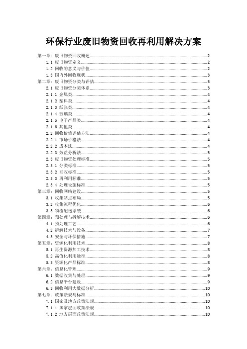 环保行业废旧物资回收再利用解决方案