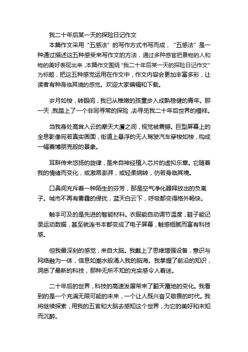 我二十年后某一天的探险日记作文