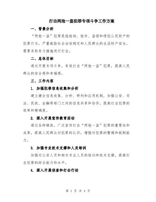 打击两抢一盗犯罪专项斗争工作方案