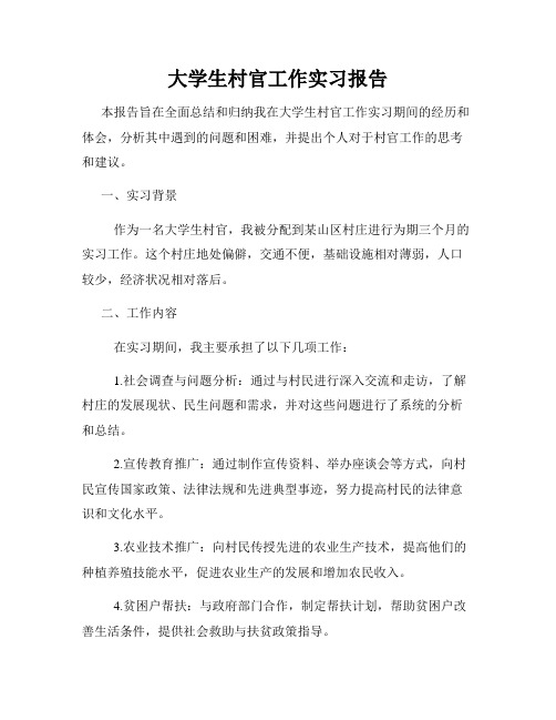 大学生村官工作实习报告