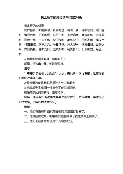 包含新字的成语造句成语解析