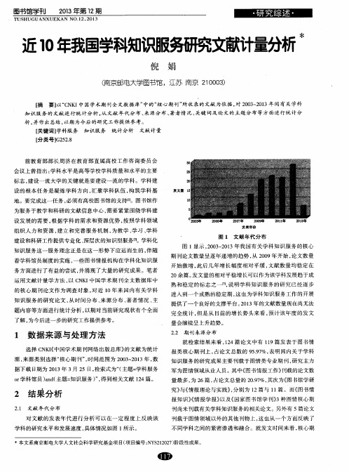 近10年我国学科知识服务研究文献计量分析