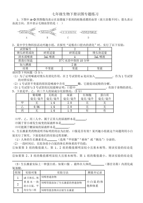 七年级生物下册识图专题练习