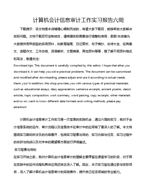 计算机会计信息审计工作实习报告六周