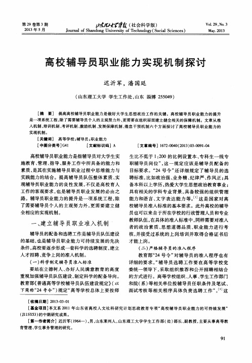 高校辅导员职业能力实现机制探讨