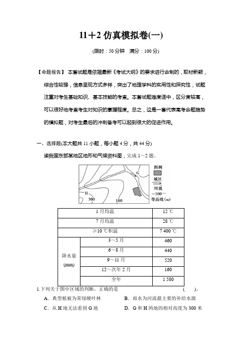 2014届高三地理仿真模拟卷1