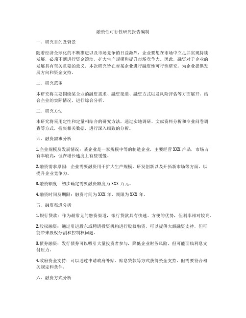 融资性可行性研究报告编制