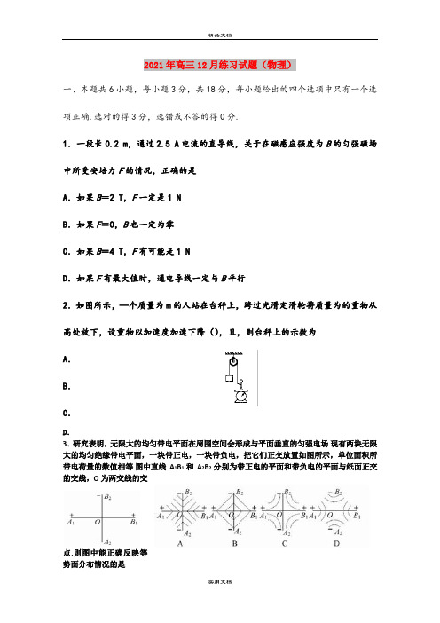 2021年高三12月练习试题(物理)