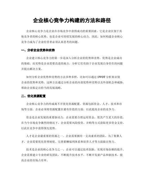 企业核心竞争力构建的方法和路径