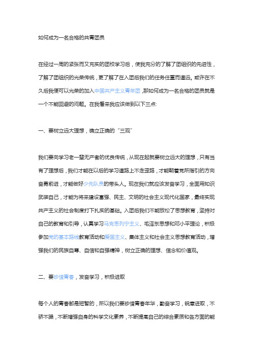 怎样做一名合格团员