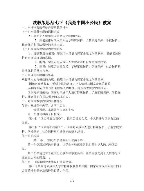 陕教版思品七下《我是中国小公民》教案