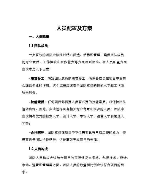 人员配置及方案