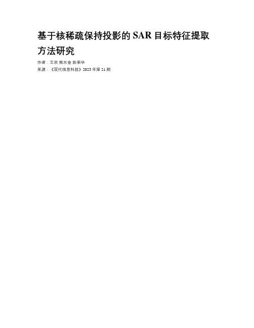 基于核稀疏保持投影的SAR目标特征提取方法研究