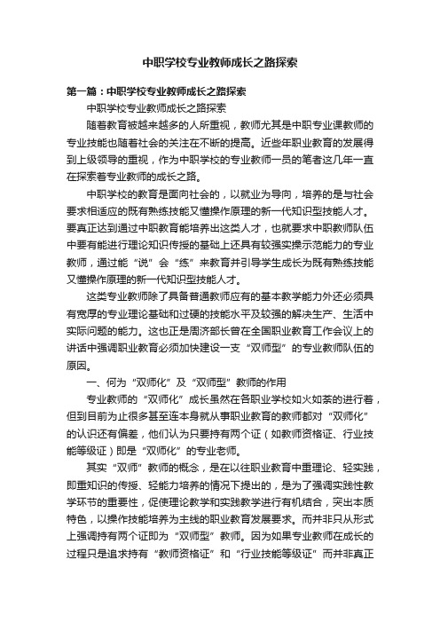 中职学校专业教师成长之路探索