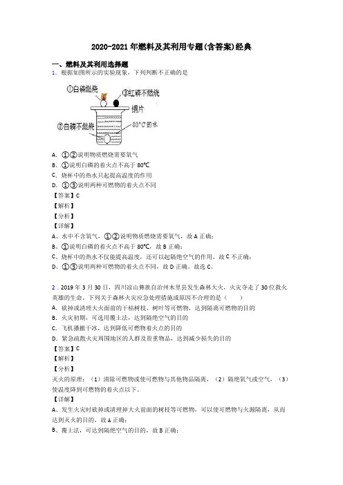 2020-2021年燃料及其利用专题(含答案)经典