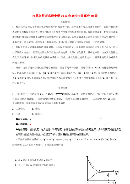 江苏省栟茶中学高三化学考前赢分30天 第08天