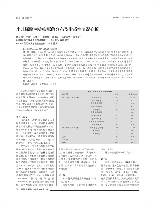 小儿尿路感染病原菌分布及耐药性情况分析