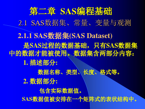 2.1SAS数据集、常量、变量与观测.