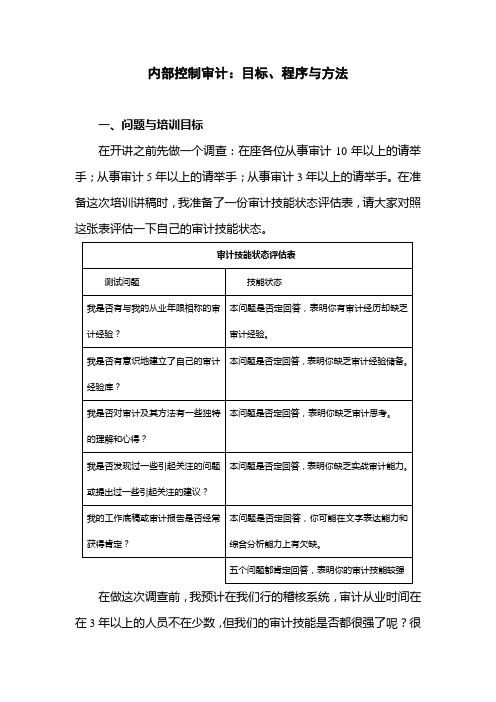 内部控制审计——目标——程序与方法