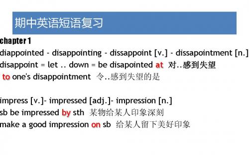 牛津九全册· 期中复习专题 chapter 1 body language 短语、词组