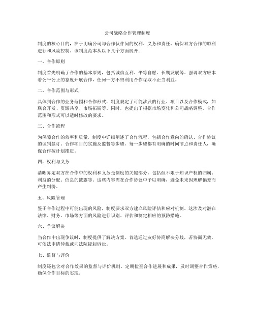 公司战略合作管理制度