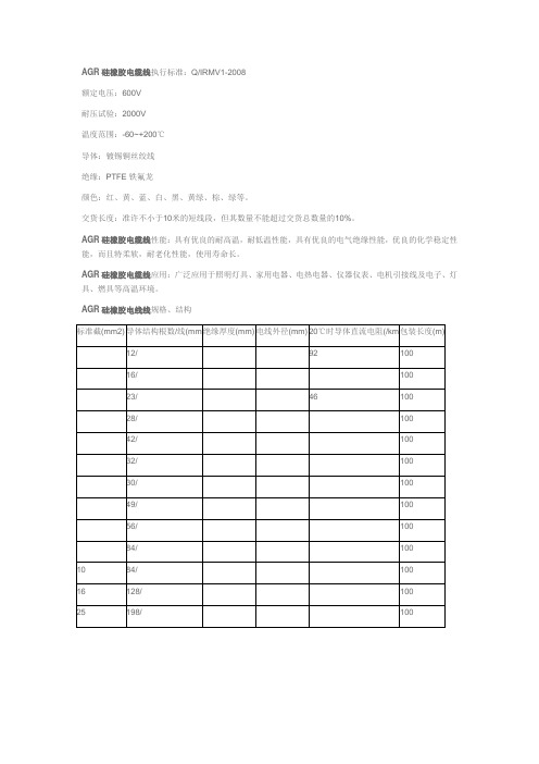 AGR硅橡胶电缆线执行标准