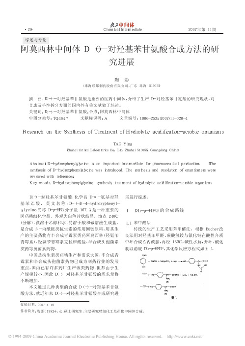 阿莫西林中间体D_对羟基苯甘氨酸合成方法的研究进展