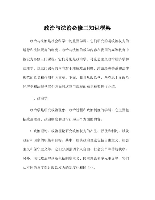 政治与法治必修三知识框架