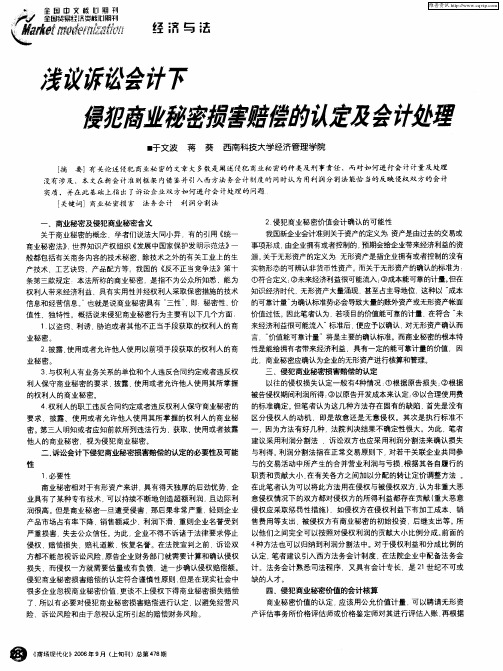 浅议诉讼会计下侵犯商业秘密损害赔偿的认定及会计处理