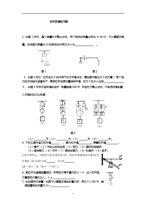 12章杠杆及滑轮习题