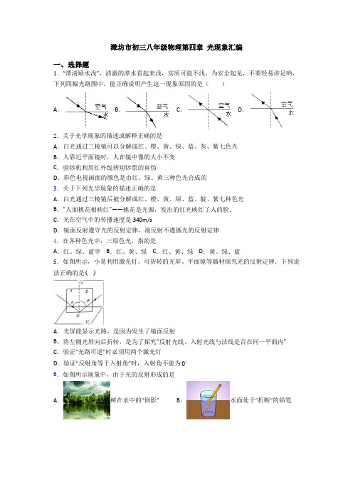 潍坊市初三八年级物理第四章 光现象汇编